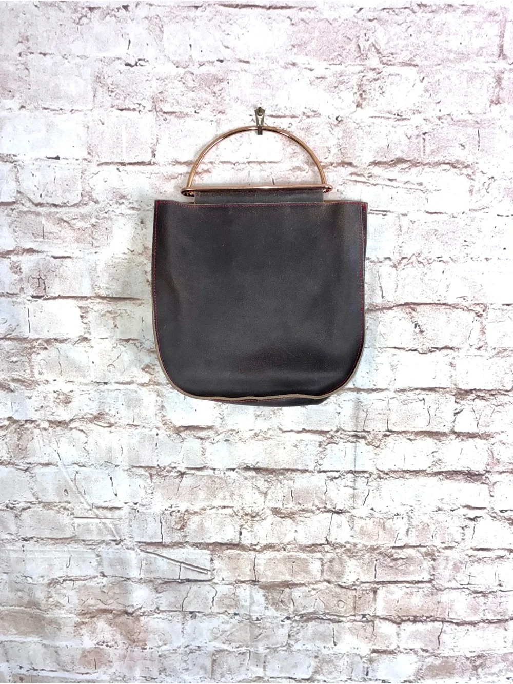 Just Cavalli Dark Brown Leather Top-Handle Satchel with Metal Accent